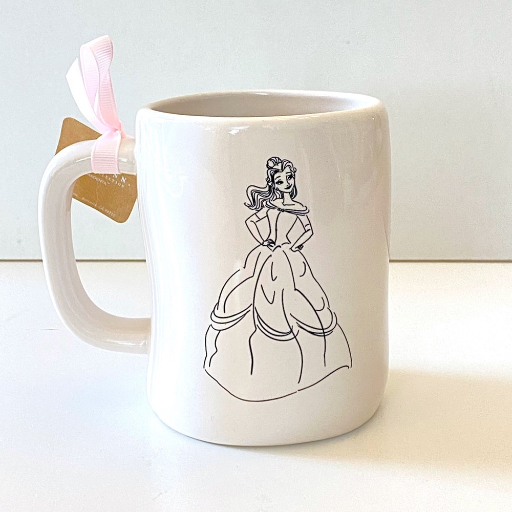 NEW RAE DUNN Belle Beauty And Beast Disney Princess Mug Cup Glass Love Story